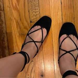 Madewell Greta Lace-Up Ballet Flat Size 9 - True Black